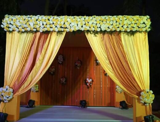 White & Yellow Draping Mandapam